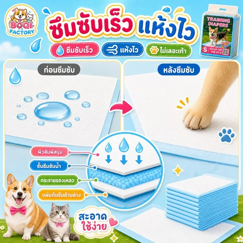 Boqi Factory Cocoyo แผ่นรองฉี่สุนัขและแมว รูปที่ 3