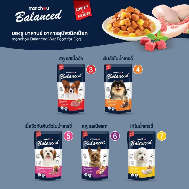 Monchou (มองชู) Balanced อาหารเปียกสุนัข ซอง 120 ก. รูปที่ 4
