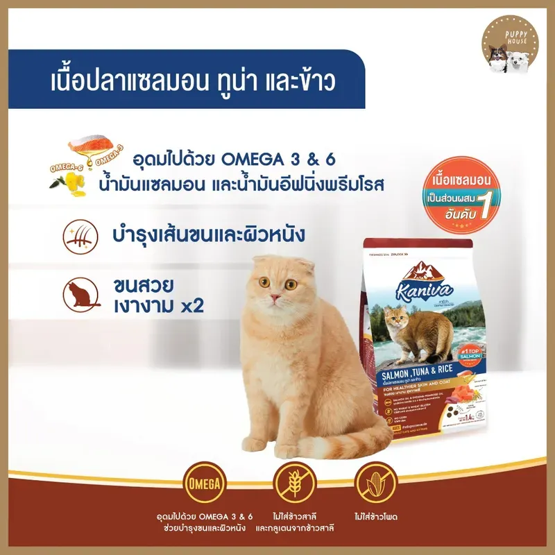 Kaniva Kaniva อาหารเม็ดแมว สูตรไก่ ทูน่า และข้าว (ถุงแบ่ง 1 กก.) รูปที่ 3