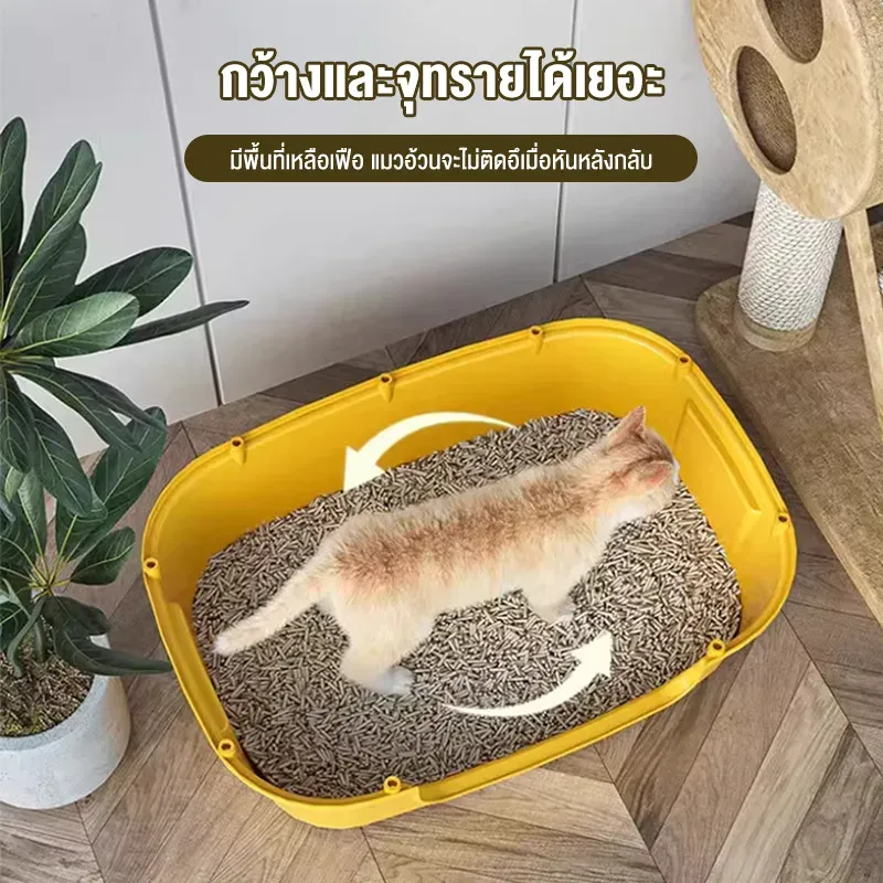 DulePig ห้องน้ำแมวแบบปิดทรงโดมมีฝาครอบ ประตูบานเลื่อน (กระบะทรายแมวขนาดใหญ่ แถมที่ตัก) รูปที่ 4