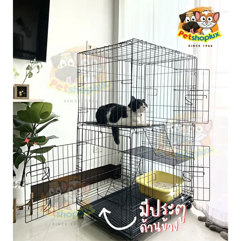 petshoplux กรงแมวคอนโด No.2 พับได้ 3 ประตู รูปที่ 2