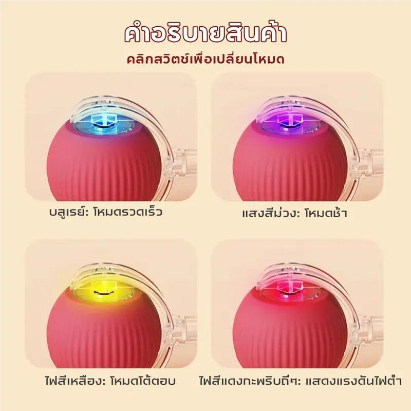 Petcho ลูกบอลแมวอัตโนมัติ ชาร์จ Type-C มีเชือก รูปที่ 3