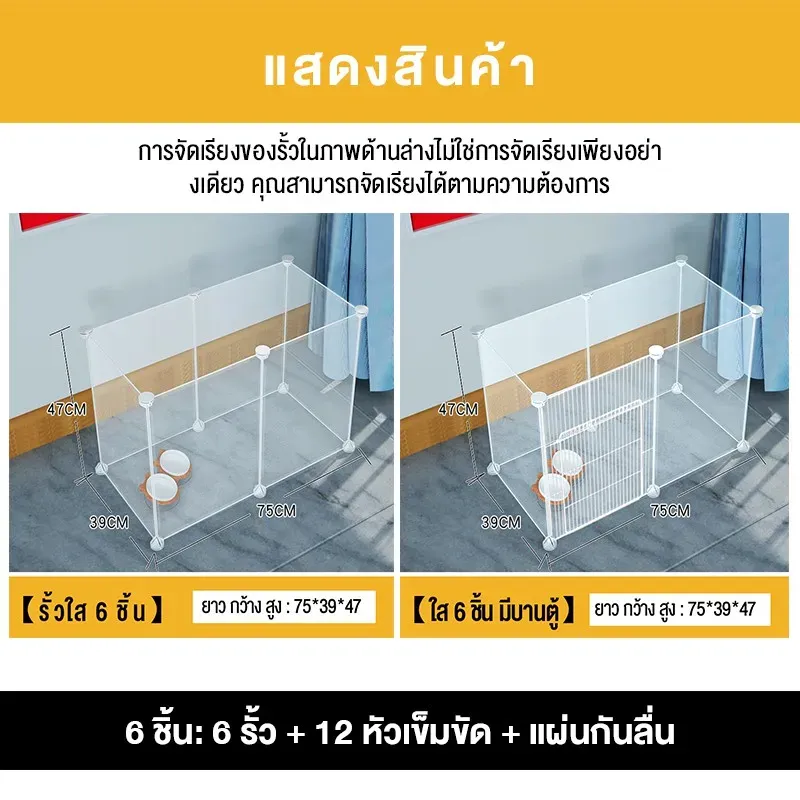 ไม่ระบุแบรนด์ รั้วสัตว์เลี้ยง คอกกั้นแมวแผงต่อ DIY แผ่นใส รูปที่ 4